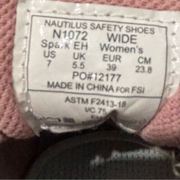 Nautilus Spark Safety Composite Toe Work Shoe Women’s Size 7 - Picture 5 of 5